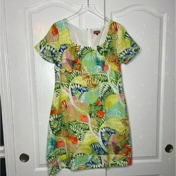 STAUD‎ Sandra Linen Dress Tropical Size 12 - Picture 8 of 14